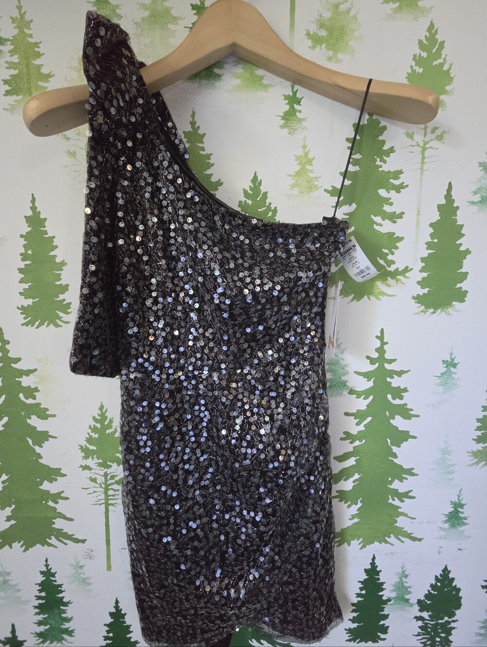Sequin One-Shoulder Juniors Mini Dress